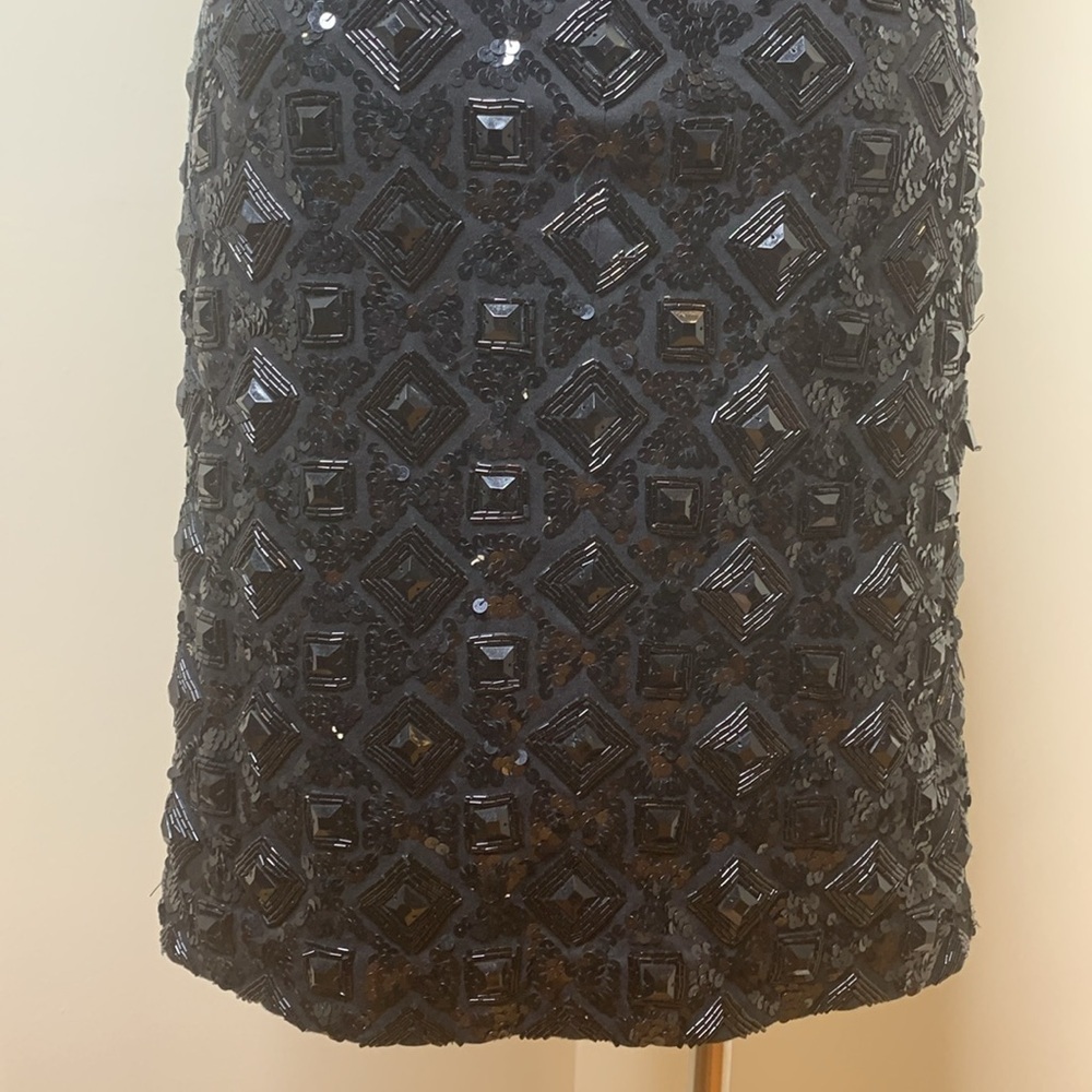 Adrienne Vittadini | Vintage Black Beaded Sequin Sheath Cocktail Party Dress S - Picture 12 of 17
